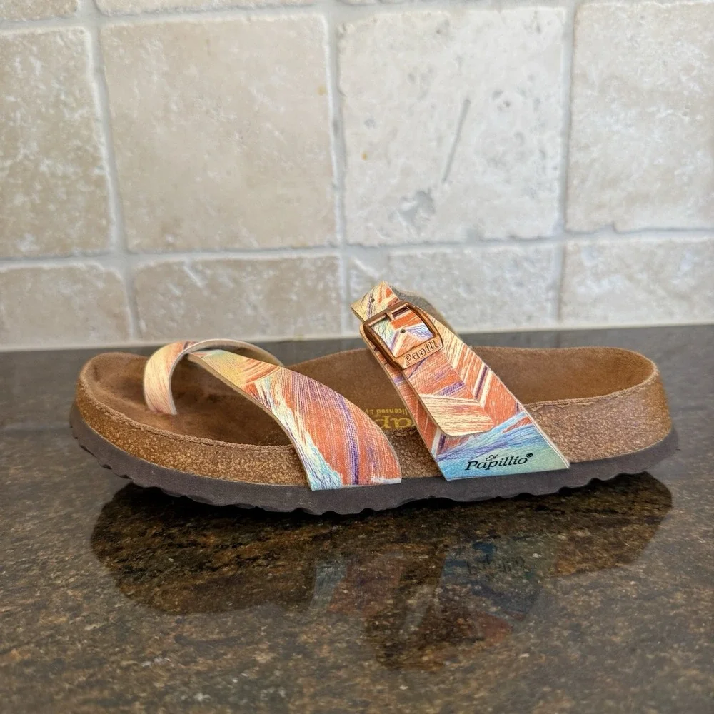 Papillio Birkenstock Tabora Multicolor Leather Sandals Women's 37 US 6